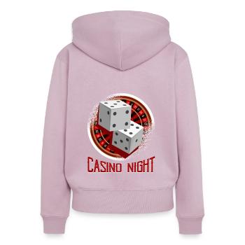 Roulette Casino Logo - Sweat à capuche zippé Premium bio Femme - rose poudré - Dos - Julia (174cm)