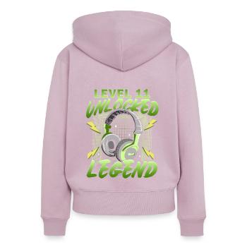 11. Geburtstag Gamer - Frauen Premium Bio Zip Hoodie - Altrosa - Hinten - Julia (174cm)