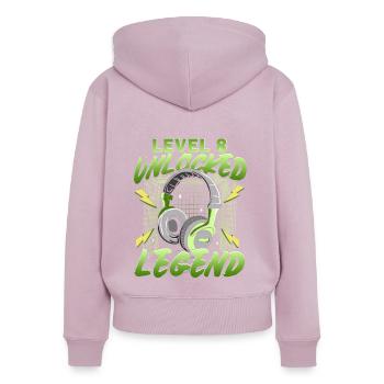 Birthday Gamer Level 8 Unlocked 8 Birthday - Women's Premium Organic Zip Hoodie - dusky pink - Back - Julia (174cm)