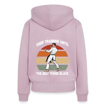 Ceinture noire d’arts martiaux - Sweat à capuche zippé Premium bio Femme - rose poudré - Dos - Julia (174cm)