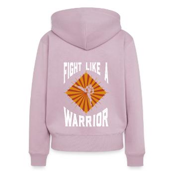 Boxen Boxer Kämpfer Kampf Spruch - Frauen Premium Bio Zip Hoodie - Altrosa - Hinten - Julia (174cm)