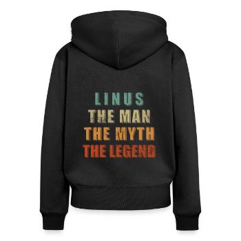 Homme Mythe Légende Linus - Sweat à capuche zippé Premium bio Femme - noir - Dos - Julia (174cm)