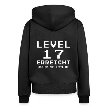 Level 17 Erreicht Gamer - Frauen Premium Bio Zip Hoodie - Schwarz - Hinten - Julia (174cm)