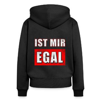 Ist mir egal - Frauen Premium Bio Zip Hoodie - Schwarz - Hinten - Julia (174cm)