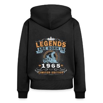 Motard Moto Moto Né en 1965 - Sweat à capuche zippé Premium bio Femme - noir - Dos - Julia (174cm)