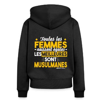 Musulmane Musulman Religion Islam Foi Allah Humour - Sweat à capuche zippé Premium bio Femme - noir - Dos - Julia (174cm)
