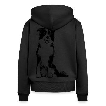Border Collie / Dog Design Gift Idea - Women's Premium Organic Zip Hoodie - black - Back - Julia (174cm)