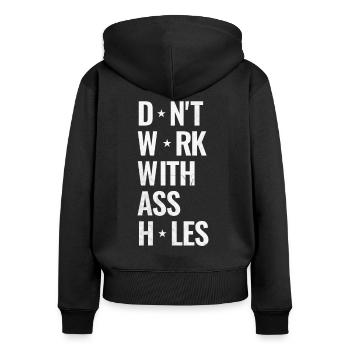 Work colleagues are stressed - Women's Premium Organic Zip Hoodie - black - Back - Julia (174cm)