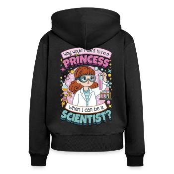 Je peux être un scientifique - Sweat à capuche zippé Premium bio Femme - noir - Dos - Julia (174cm)