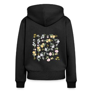 Vintage watercolour flowers - Women's Premium Organic Zip Hoodie - black - Back - Julia (174cm)