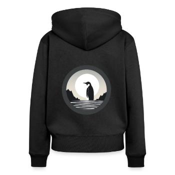 Pinguin - Frauen Premium Bio Zip Hoodie - Schwarz - Hinten - Julia (174cm)
