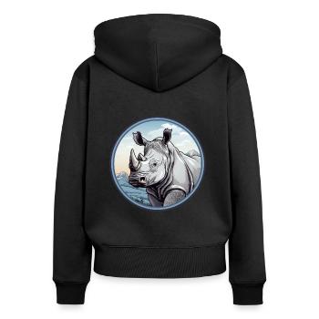 Rhinocéros - Sweat à capuche zippé Premium bio Femme - noir - Dos - Julia (174cm)