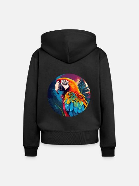 Papagei - Frauen Premium Bio Zip Hoodie - Schwarz