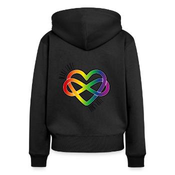 Polyamory Heart: Make Love & Don't Hate (black) - Frauen Premium Bio Zip Hoodie - Schwarz - Hinten - Julia (174cm)