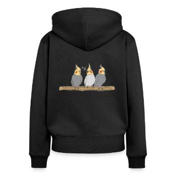 Nymphensittich Vogel Haustier Lustiger Spruch - Frauen Premium Bio Zip Hoodie - Schwarz - Hinten - Julia (174cm)