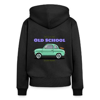 OLD Classic Car Lovers i love my car - Frauen Premium Bio Zip Hoodie - Schwarz - Hinten - Julia (174cm)