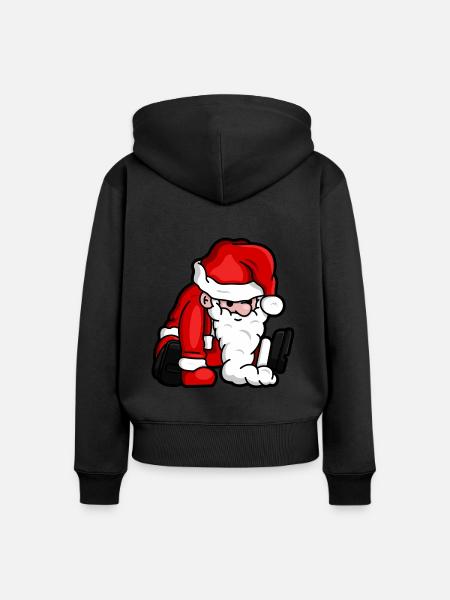 Sitting Santa Puppet - Frauen Premium Bio Zip Hoodie - Schwarz