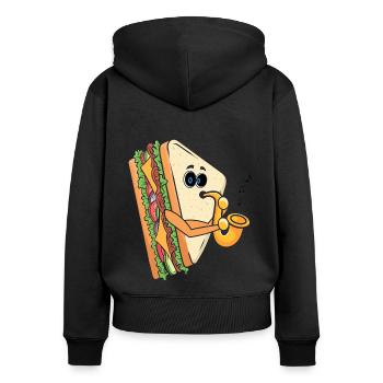 Saxophonist Saxophone Cheese Music Musicians - Women's Premium Organic Zip Hoodie - black - Back - Julia (174cm)