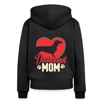 Dackel Mama Geschenk - Frauen Premium Bio Zip Hoodie - Schwarz - Hinten - Julia (174cm)