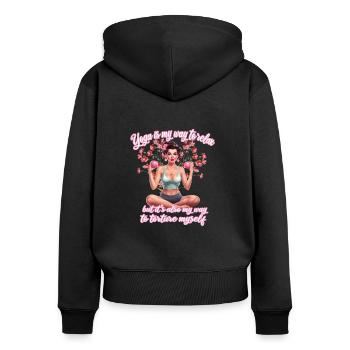 Le yoga : l’art de la sérénité et du dépassement de soi - Sweat à capuche zippé Premium bio Femme - noir - Dos - Julia (174cm)