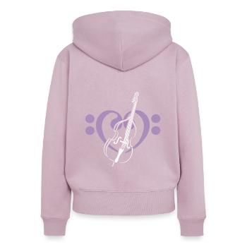 Cœur de clés basses avec contrebasse - Sweat à capuche zippé Premium bio Femme - rose poudré - Dos - Julia (174cm)