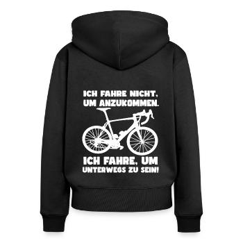 Lustiger Spruch für Rennradfahrer - Frauen Premium Bio Zip Hoodie - Schwarz - Hinten - Julia (174cm)