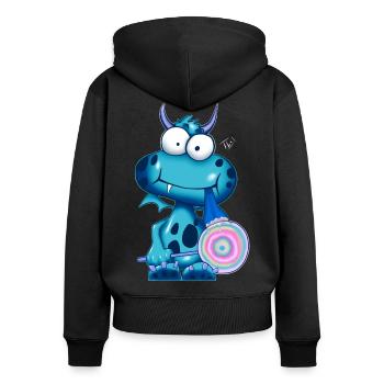 Lolli Olli Monsta sig blue - Frauen Premium Bio Zip Hoodie - Schwarz - Hinten - Julia (174cm)