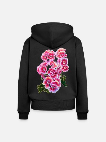 Blume - Frauen Premium Bio Zip Hoodie - Schwarz