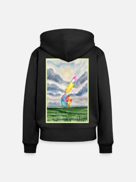 Aquarell Landschaft mit Ball - Frauen Premium Bio Zip Hoodie - Schwarz