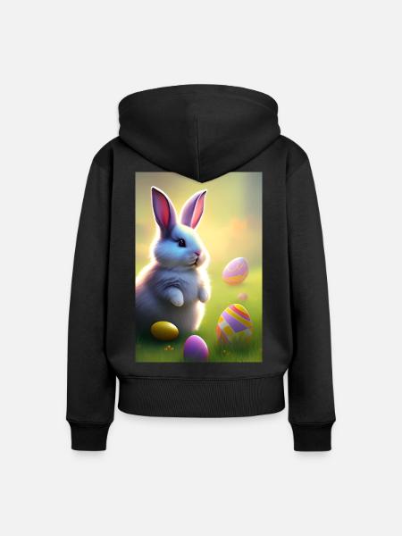 Osterhase mit Oster Eier - Frauen Premium Bio Zip Hoodie - Schwarz