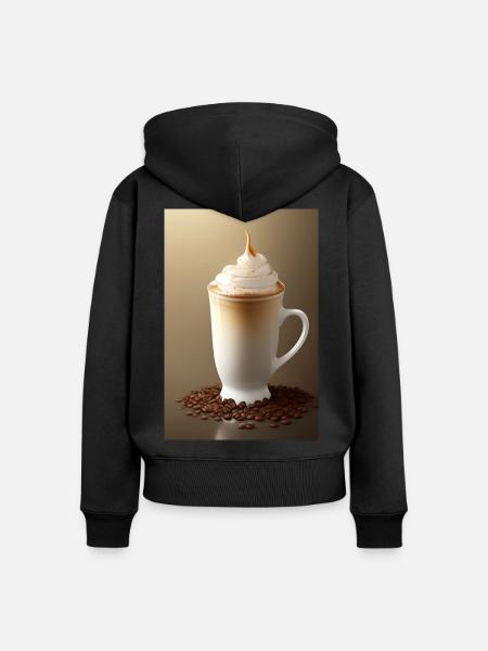 Kaffee, Kaffeebohnen - Frauen Premium Bio Zip Hoodie - Schwarz