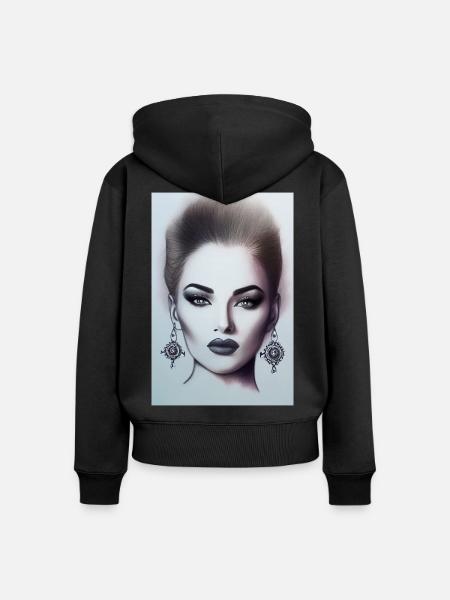 Frau mit Schmuck - Frauen Premium Bio Zip Hoodie - Schwarz