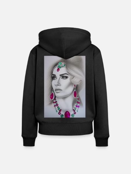 Frau mit Schmuck - Frauen Premium Bio Zip Hoodie - Schwarz