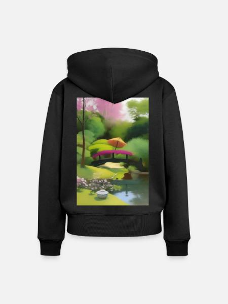 Chinesischer Zen Garten - Frauen Premium Bio Zip Hoodie - Schwarz