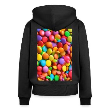Bonbons - Sweat à capuche zippé Premium bio Femme - noir - Dos - Julia (174cm)