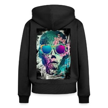 FASHION FATALITY 3 von Yume Origins - Frauen Premium Bio Zip Hoodie - Schwarz - Hinten - Julia (174cm)