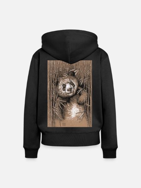 PANDA 02 - Frauen Premium Bio Zip Hoodie - Schwarz