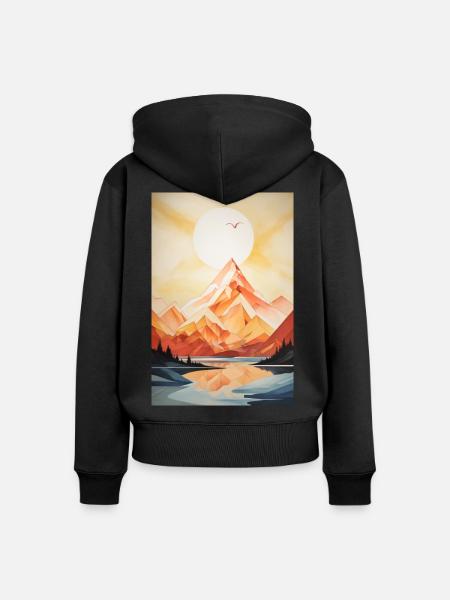 Berglandschaft mit Sonnenuntergang - Frauen Premium Bio Zip Hoodie - Schwarz
