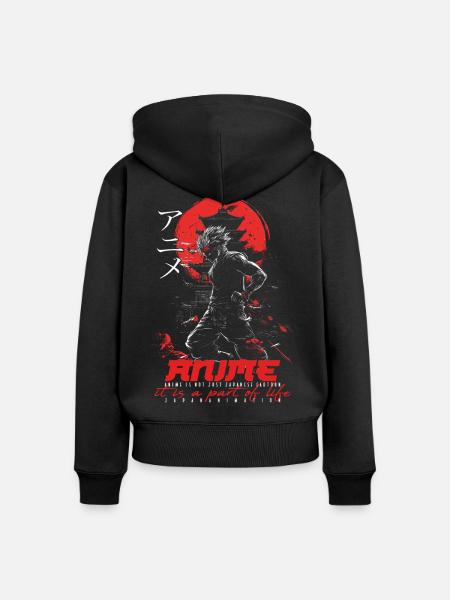 Anime for life - Animekarakter - Frauen Premium Bio Zip Hoodie - Schwarz