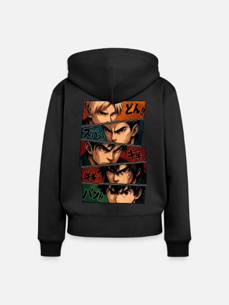 Intensive Anime-Silhouetten – Squad - Frauen Premium Bio Zip Hoodie - Schwarz