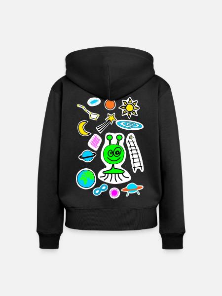 Weltraumkritzelei - Frauen Premium Bio Zip Hoodie - Schwarz