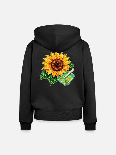 Diamond Painting Motiv - Funkelnde Sonnenblume - Frauen Premium Bio Zip Hoodie - Schwarz