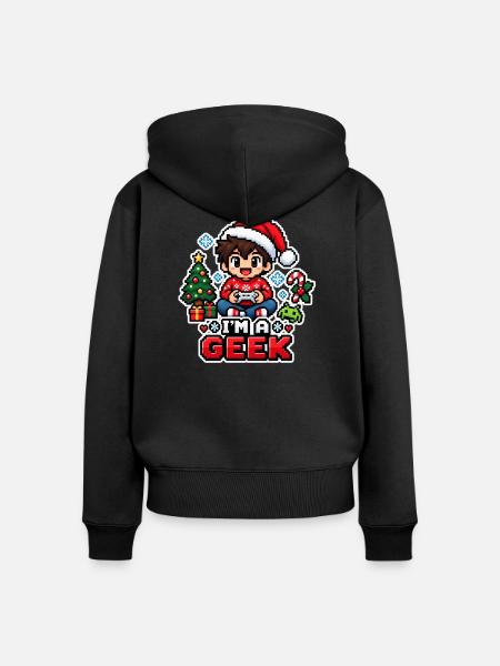 ICH BIN EIN GEEK - Gamer Noël - Frauen Premium Bio Zip Hoodie - Schwarz
