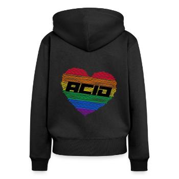 techno ravenation partypeople abfeiern hardtekk - Frauen Premium Bio Zip Hoodie - Schwarz - Hinten - Julia (174cm)