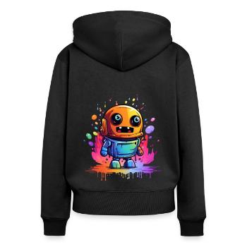 Drôle de robot - Sweat à capuche zippé Premium bio Femme - noir - Dos - Julia (174cm)