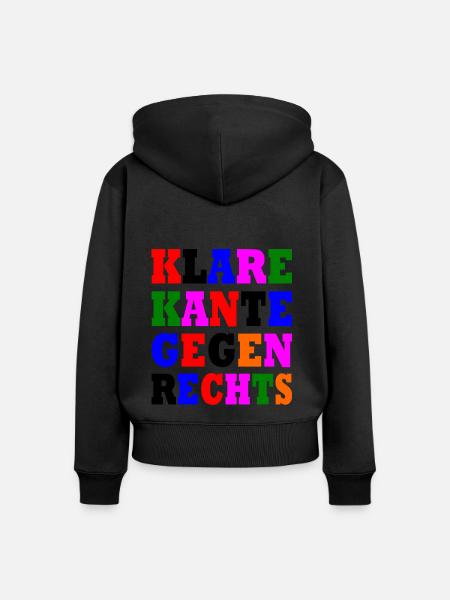 klare kante gegen rechts - Frauen Premium Bio Zip Hoodie - Schwarz