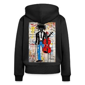 « création de la Symphonie urbaine » - Sweat à capuche zippé Premium bio Femme - noir - Dos - Julia (174cm)