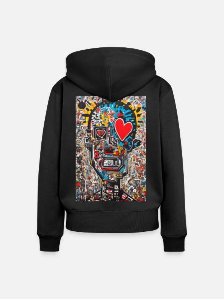 "Urbane Liebe" - Frauen Premium Bio Zip Hoodie - Schwarz