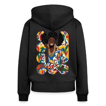 Beauté Afro Colorée - Sweat à capuche zippé Premium bio Femme - noir - Dos - Julia (174cm)