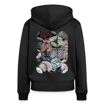 Aesthetic Harmony of Fabrics - Women's Premium Organic Zip Hoodie - black - Back - Julia (174cm)